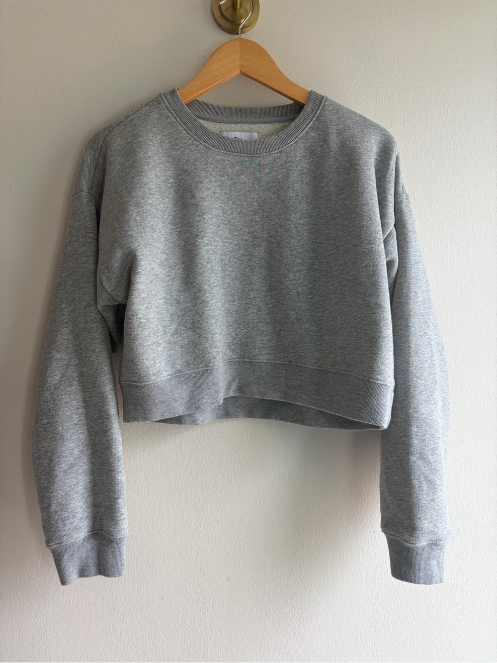 TNA Light Gray Fleece-Lined Crew